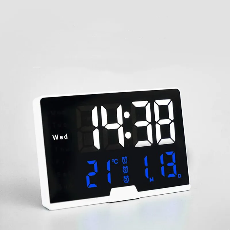 Узкий ободок цифровой будильник Голосовое управление темп сенсорный Повтор 3