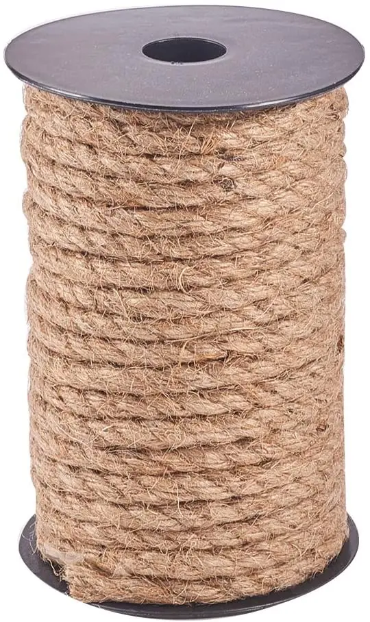 

60 Feet 8mm Thick Jute Rope Natural Burlap Twine Hemp Cord for Gardening, Bundling, Camping, Decorating, Cat Scratch Post