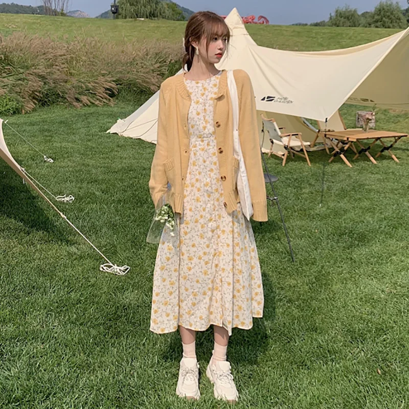 Женское весеннее платье с цветочным принтом маленькая Френч юбка в нежном стиле