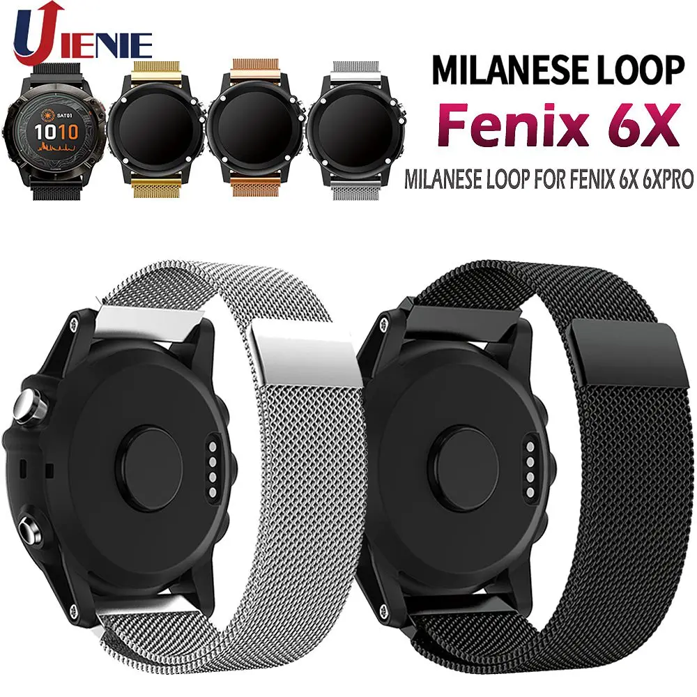 26 мм Миланский ремешок для часов Garmin Fenix 6X/6 XPro/5X Plus/3HR/D2 Bravo Смарт часы Браслет