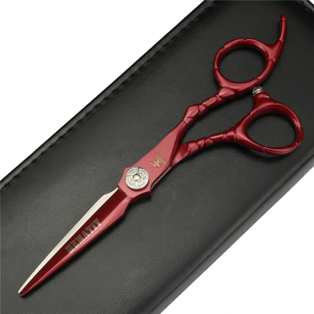6 дюймов красный парикмахерские Профессиональные ножницы набор Япония 440C для