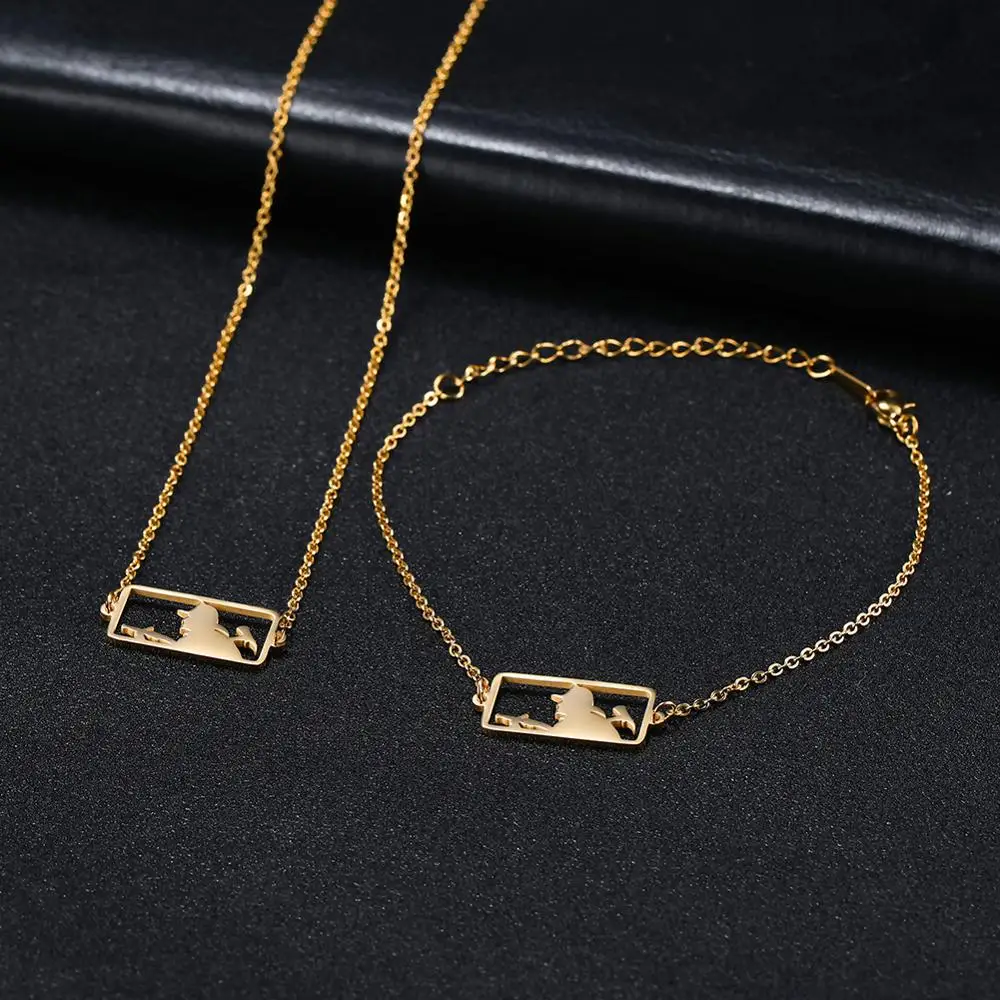 Комплект из колье и браслета нержавеющей стали | Украшения аксессуары