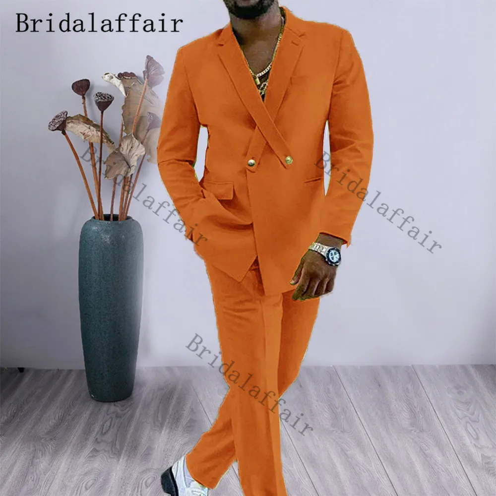Мужской костюм с перекрестными лацканами Bridalaffair дизайнерский оранжевый из 2