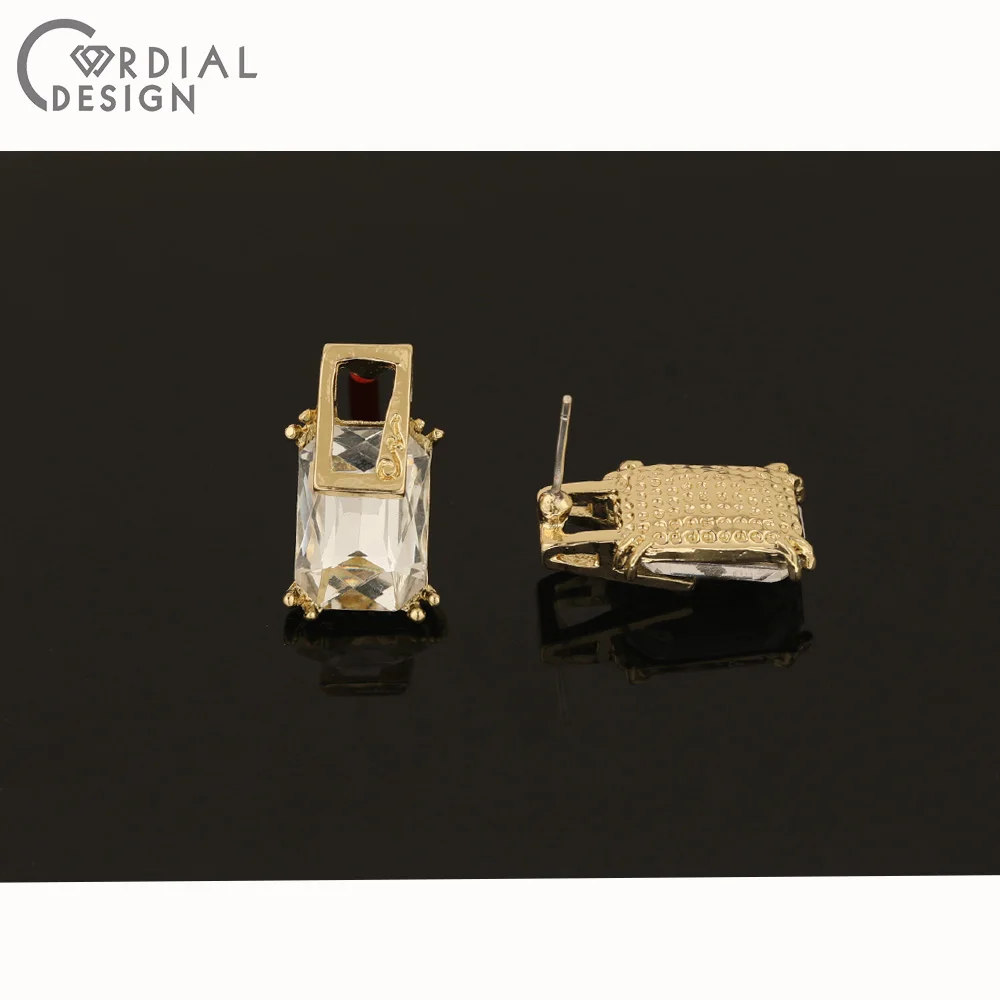 

Cordial Design 50Pcs 12*21MM Jewelry Accessories/Hand Made/Earring Findings/Rectangle Shape/Rhinestone Earrings Stud/DIY Making