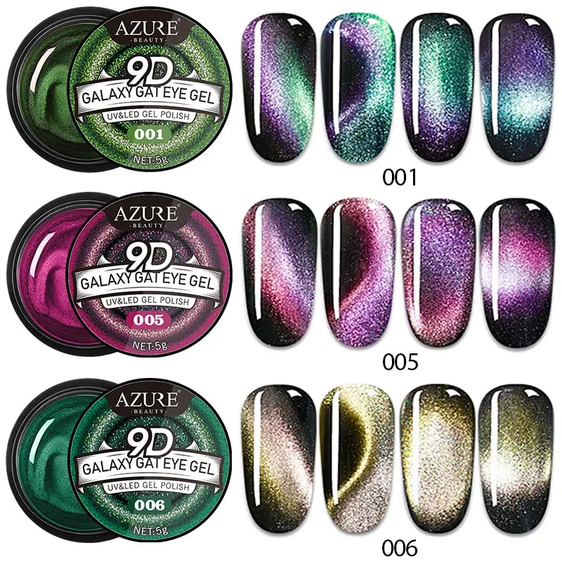 Azure beauty 3 шт./лот 9D Galaxy Cat Eyes УФ Гель лак для ногтей замачиваемый светодиодный