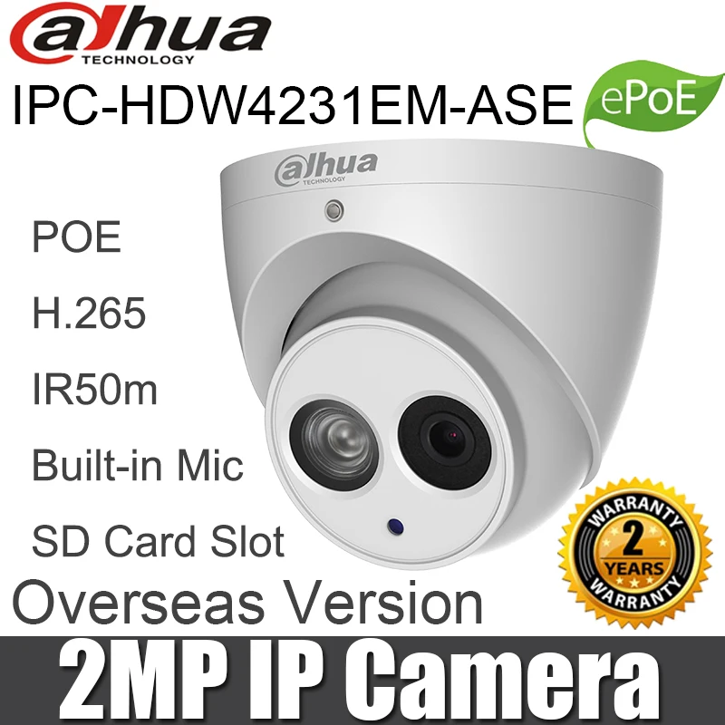 Оригинальный IPC HDW4231EM ASE ip камера 2mp Встроенный микрофон Starlight IR Eyeball сеть Замена AS с