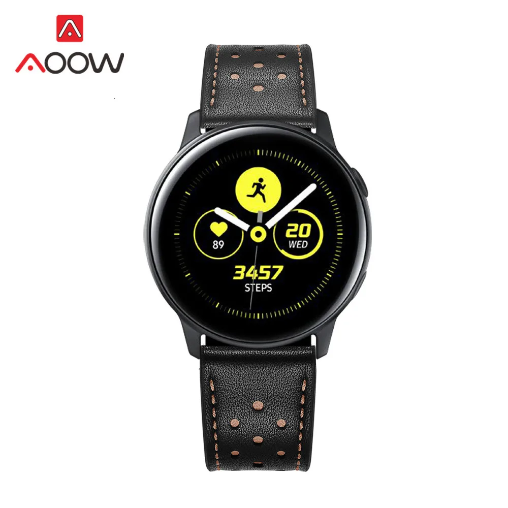 20 мм ремешок из натуральной кожи для samsung Galaxy Watch Active 42 мм gear S2 huawei Garmin Amazfit BIP быстросъемный браслет