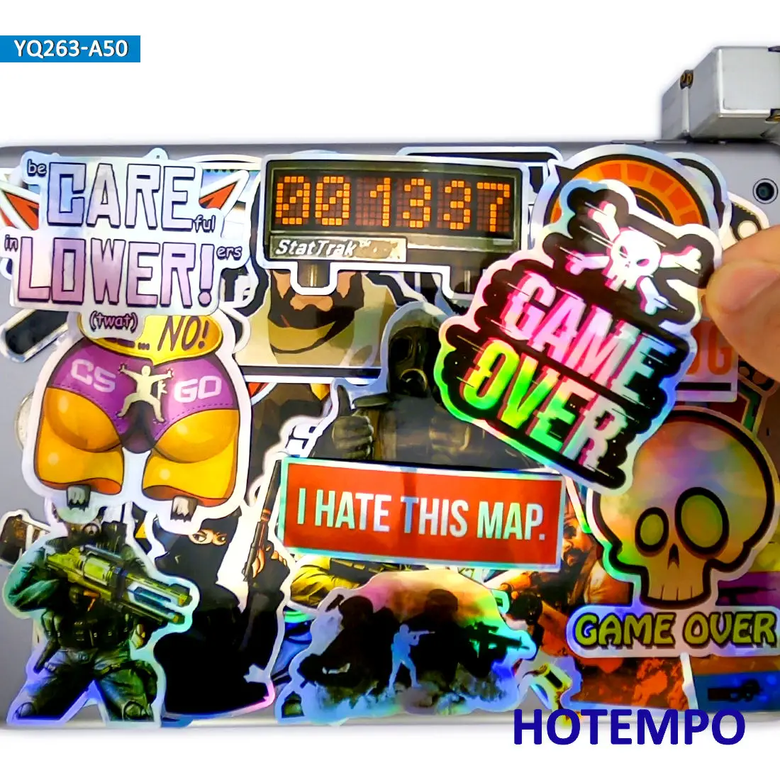 50 шт. FPS игры CS GO лазерный стиль микс крутые узоры Водонепроницаемый Стикер s пакет