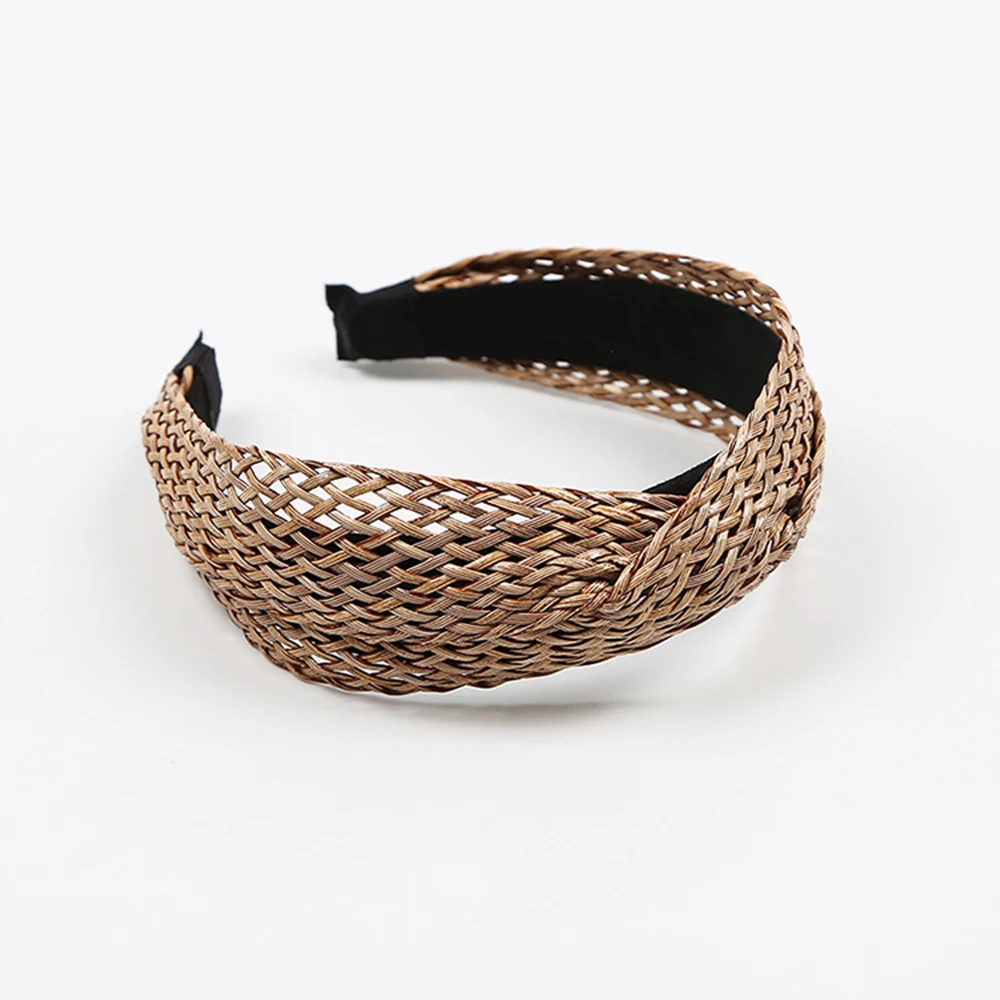 

Fashion Solid Colors Hand-woven Wide Size Headband Hairband Bezel Turban Women Girls Hair Accessories Hair Hoop Headwear