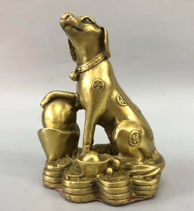 

China brass gold money dog crafts statue