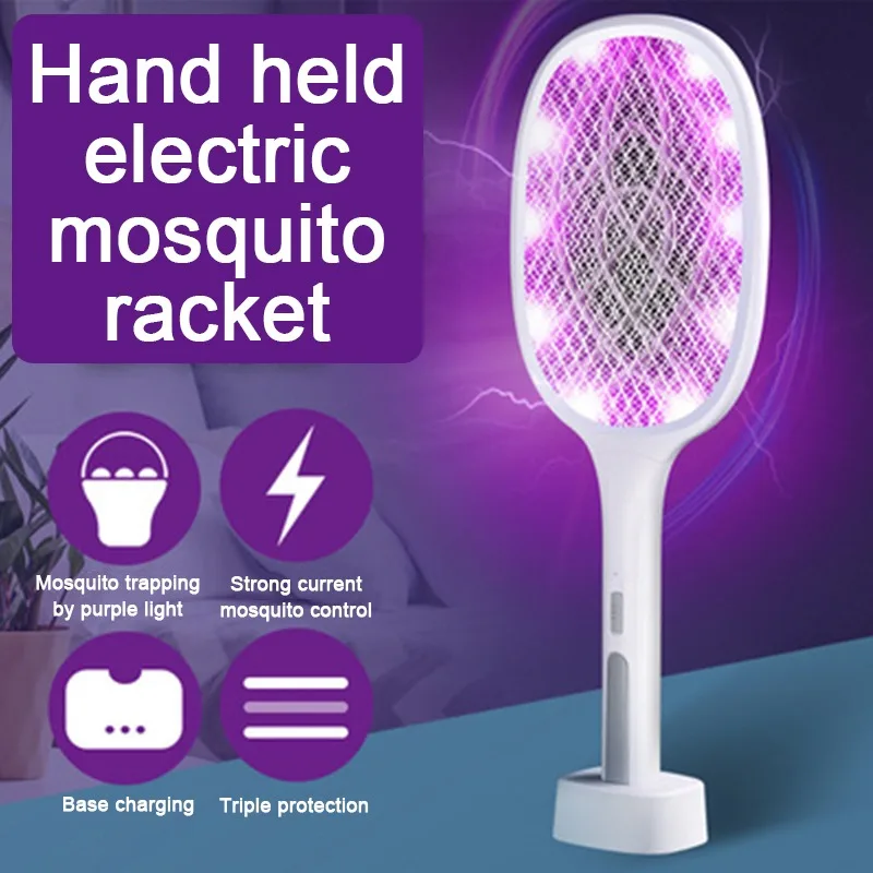 

Two-in-One 10 LED Trap Mosquito Killer Lamp 3000V Electric Bug Zapper USB Rechargeable Summer Fly Swatter Trap Flies Insect
