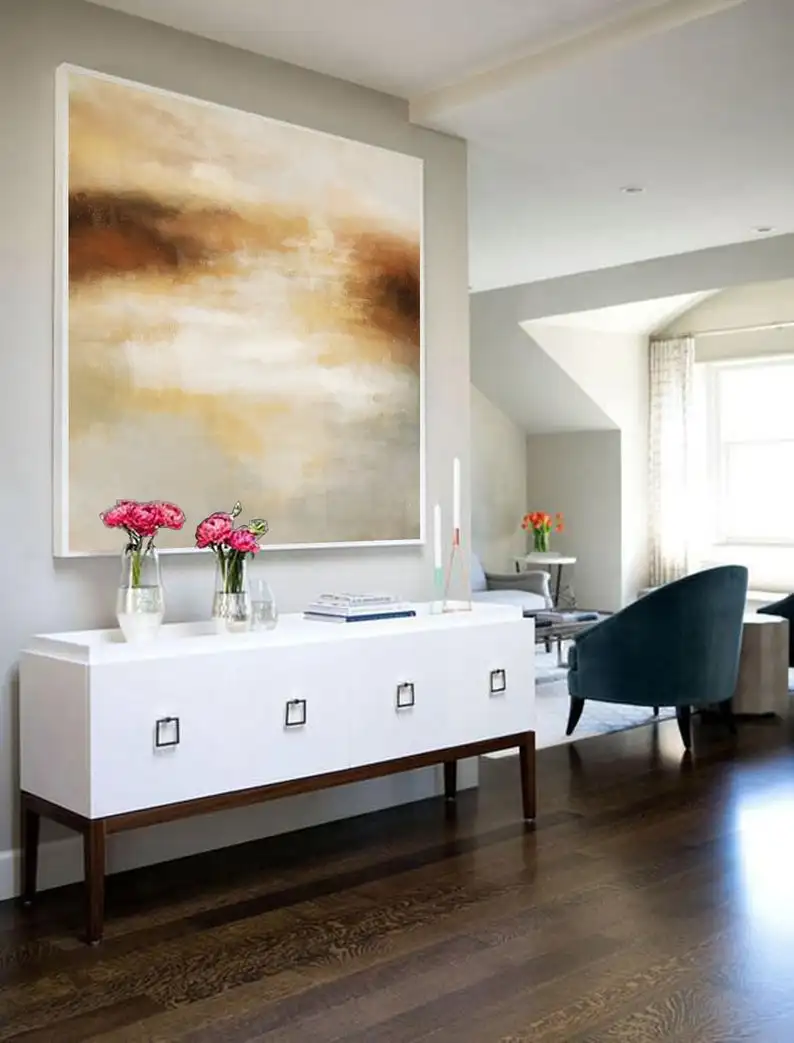 

Large Sea Abstract Painting Sea Painting Beige Painting Ocean Landscape Painting Ocean Art Painting Wall Art Office Decor