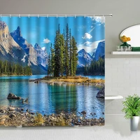 landscape 3d print shower curtains waterproof polyester fabric bath screen home bathtub decor for the bathroom curtain with hook