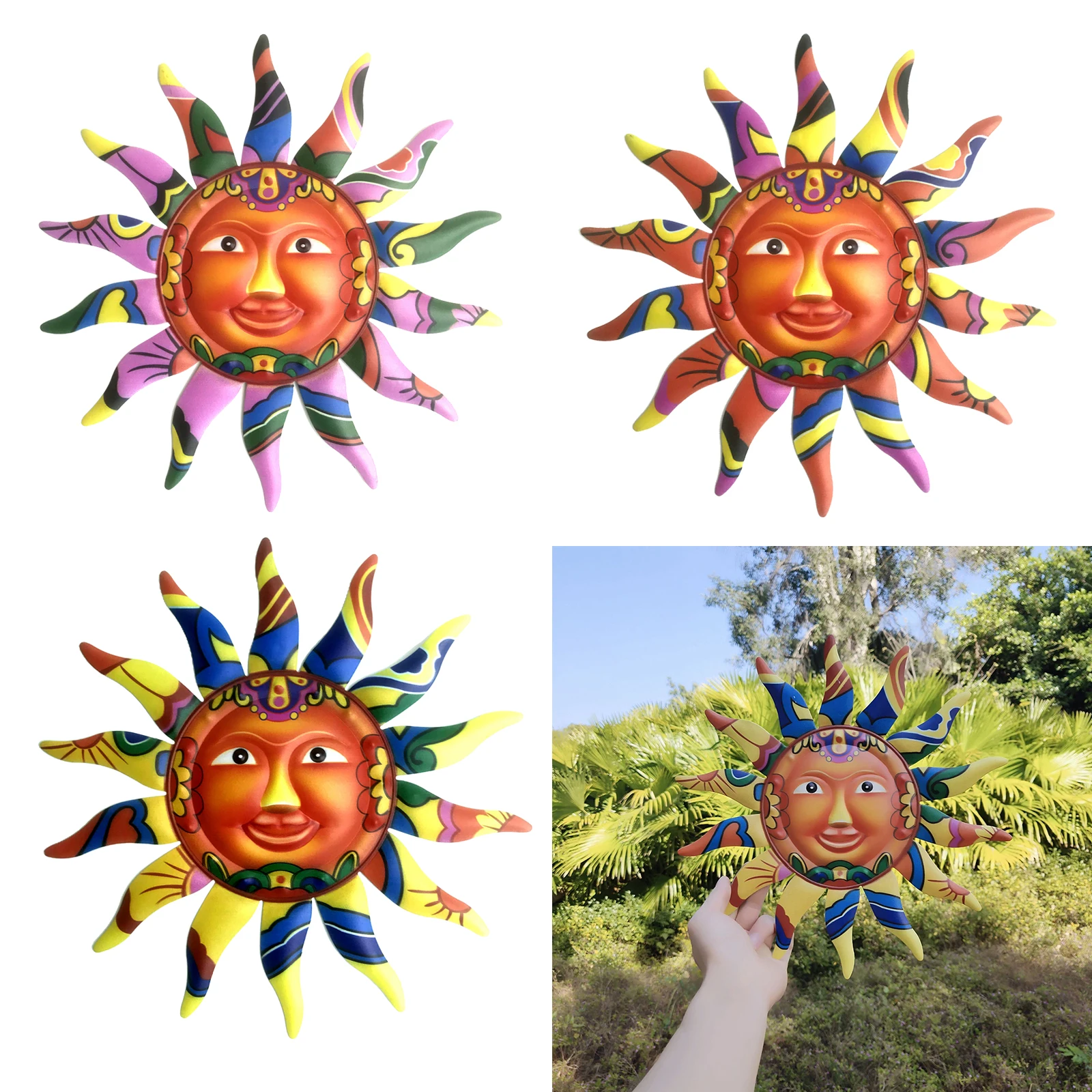 

Wrought Iron Sun Shape Wall Art Decor Patio Door Home Office Artwork Hanging