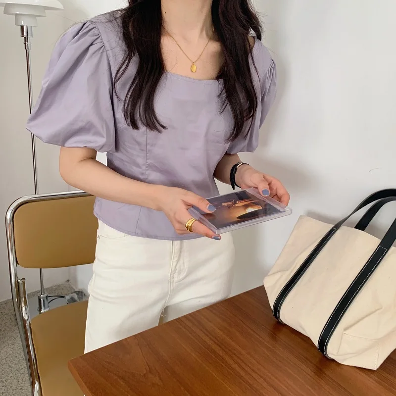 

Comelsexy Lace Up Sweet Halter Blouses Women Korean Puff Sleeve Ladies Blusas Shirts Summer 2020 New Fashion Female Crop Tops
