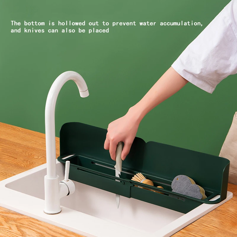 multifunctional kitchen sink baffle organizer rack splash proof retractable storage drain basket kitchen gadgets sponge holder free global shipping