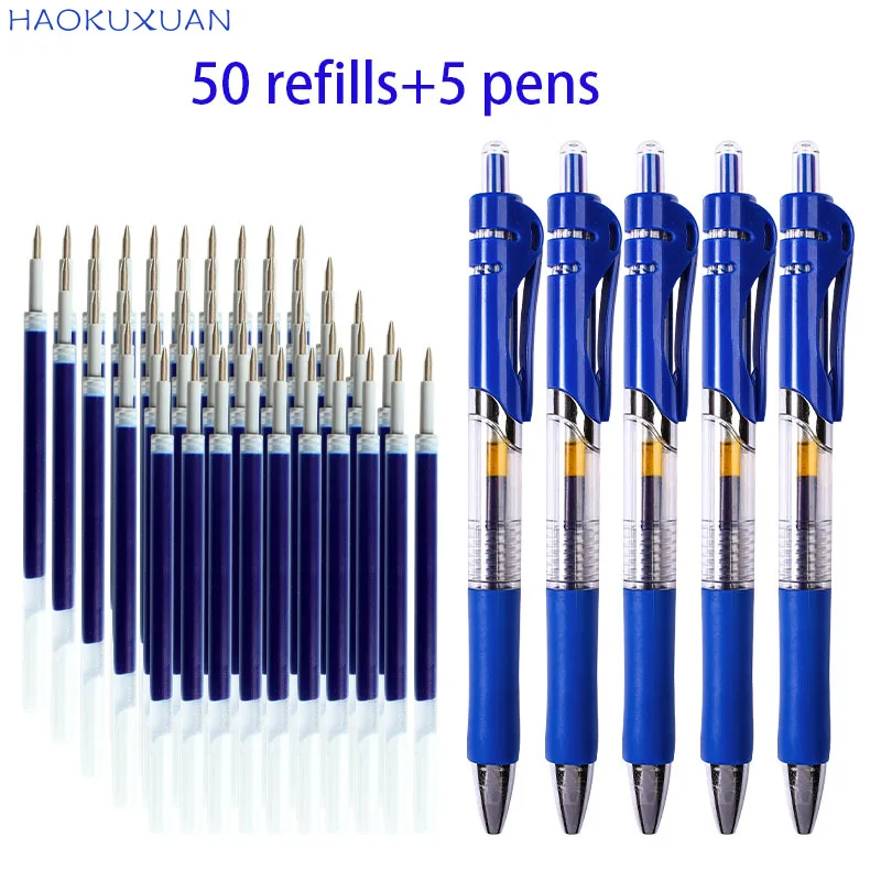 

50 стержней, 5 ручек, нейтральные, 0,5 мм, большой емкости