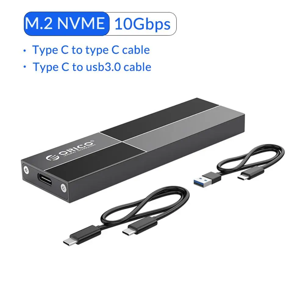 ORICO M2 SSD чехол NVMe M.2 SSD корпус USB3.1 type-C 10 Гбит/с Поддержка 2 ТБ большая емкость для samsung Intel 2230 2242 2260 2280 - Цвет: Gray
