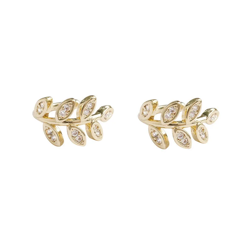 

Fashion Gold Leaf Clip Earring For Women Without Piercing Puck Rock Vintage Crystal Ear Cuff Girls Jewerly Gifts