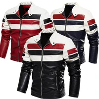 mens jacket 2021 mens motorcycle automobilesuit color blocking pu jacket suede leather jacket mens