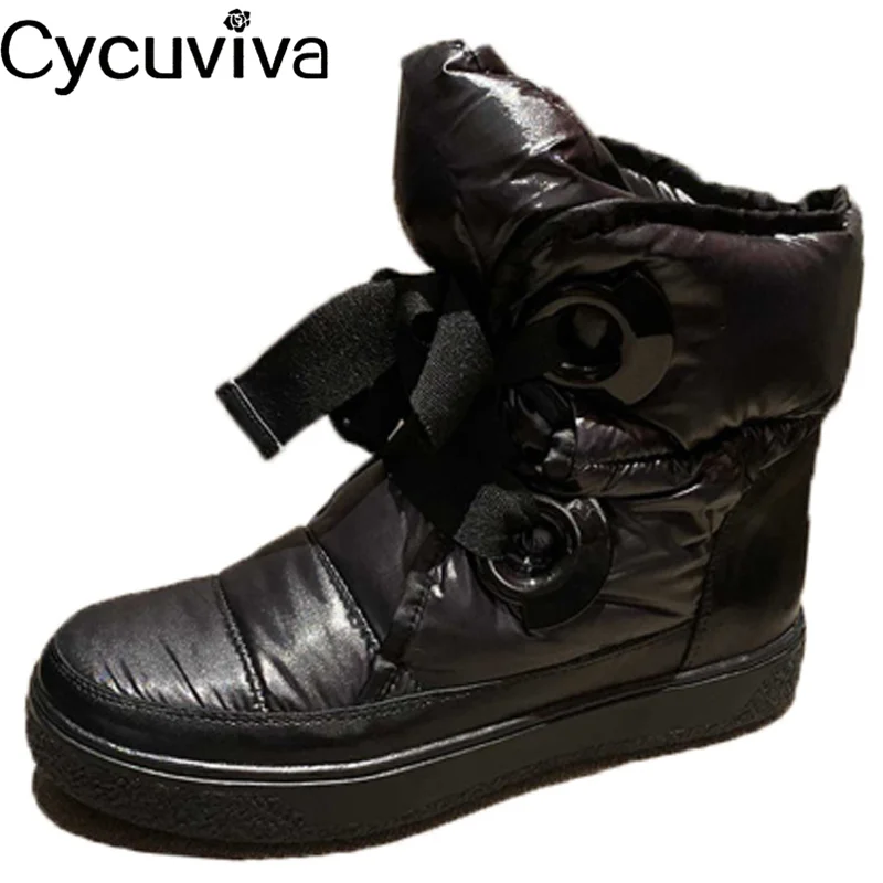 Женские зимние ботинки с перекрестной шнуровкой удобные ботильоны на плоской