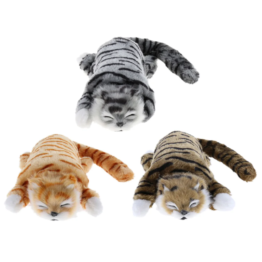 Electric Rolling Wagging Tail Cat Plush Stuffed Animal Pet Model Toy Home Decor | Игрушки и хобби