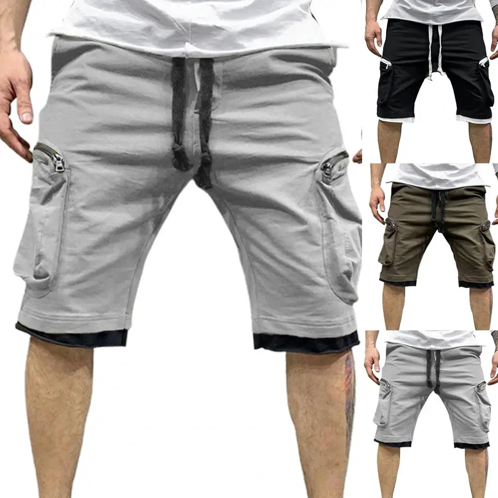 

Breathable Fashion Fake Two Piece Men Cargo Shorts Soft Cargo Shorts Wide Leg for Training
