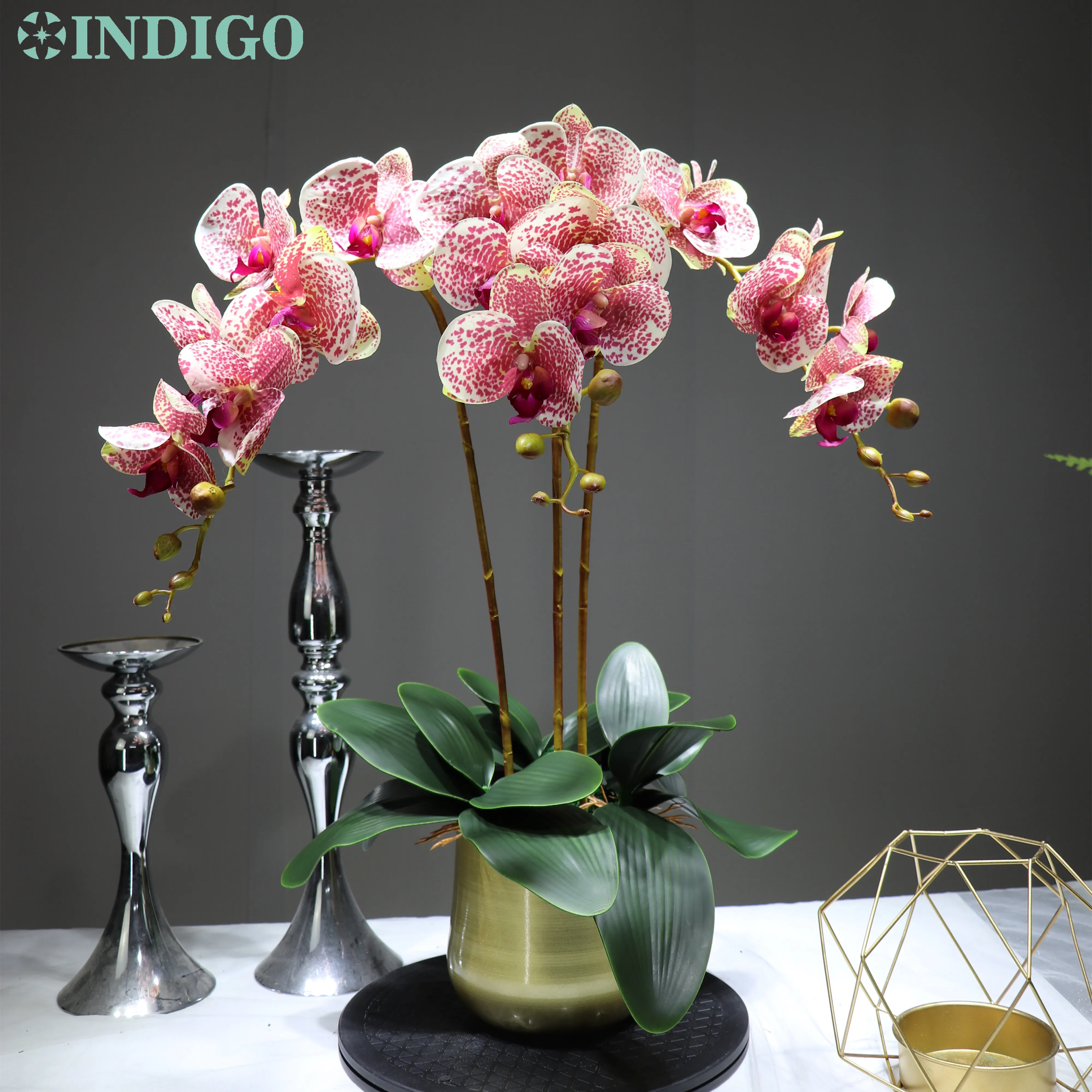 

INDIGO- Wholesale 100pcs 90cm Phalaenopsis Orchid Silk Real Touch Artificial Wedding Flower Floral Christmas Party Free Shipping