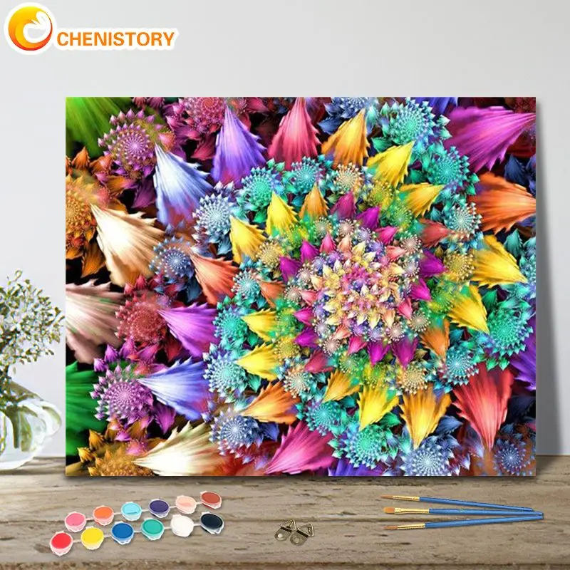 

CHENISTORY Paint By Number Color Flowers Kits Home Decoration Pictures Painting By Number Abstract Flowers Family Handpainted Ar