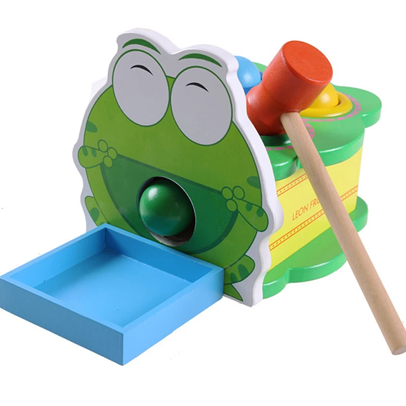 

Wooden Cartoon Animal Frog Vomit Balls Family Games Puzzle Educational Toy Game Baby Kids Percussion Toys Knock