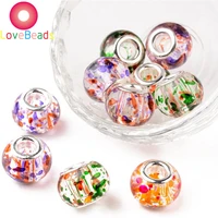 10pcs 16x10mm round loose large hole glass beads fit pandora charm slide chain bracelet chain spacer beads for jewelry making