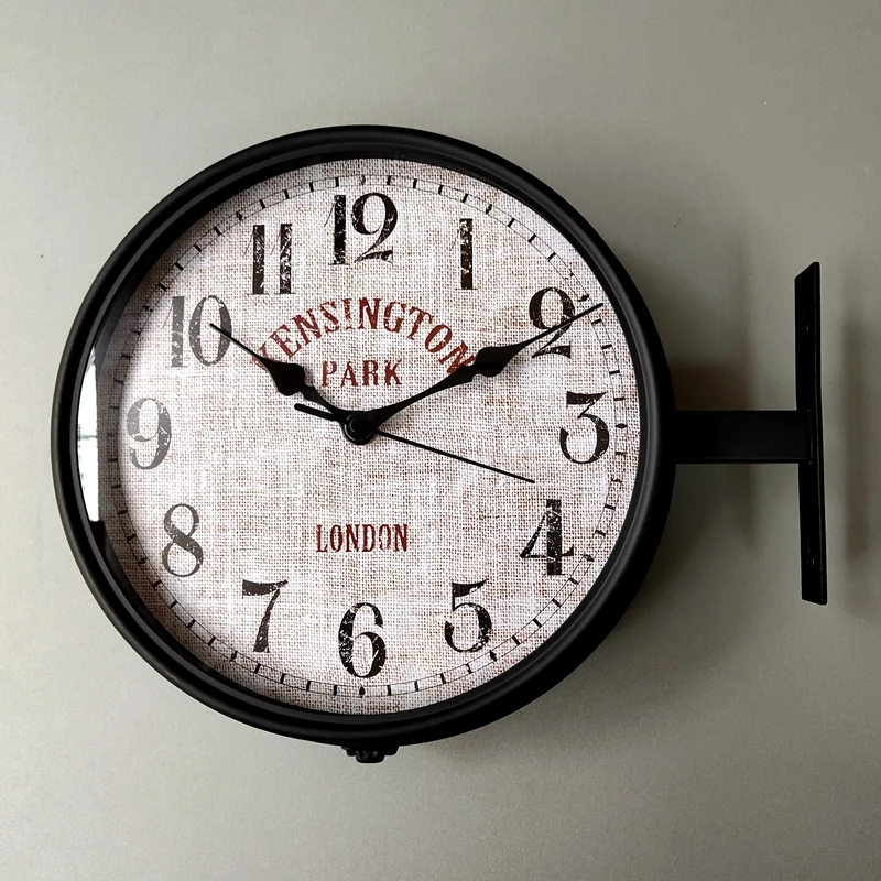 

Nordic Double-sided Wall Clock Creative Vintage Metal Living Room Wall Clock American Mute Zreloj Home Decor Wall Clock 50wc