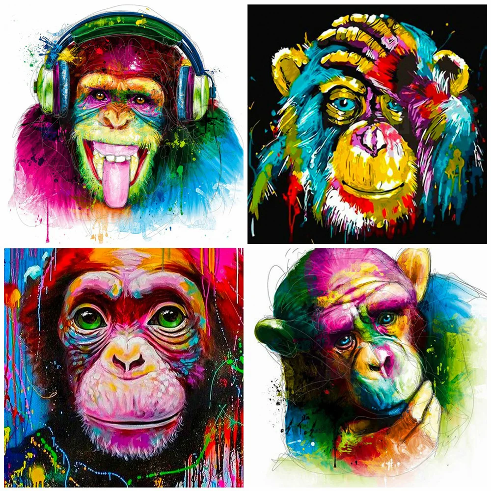 HUACAN 5D Diy Алмазная вышивка крестиком обезьянка картина полностью