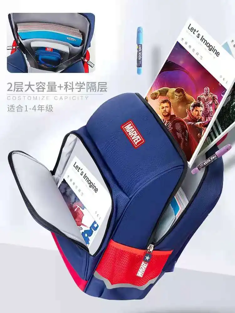 2021 Disney New School Bags For Boys Primary Student Shoulder Backpack Large Capacity Spider Iron Man Captain America Mochila