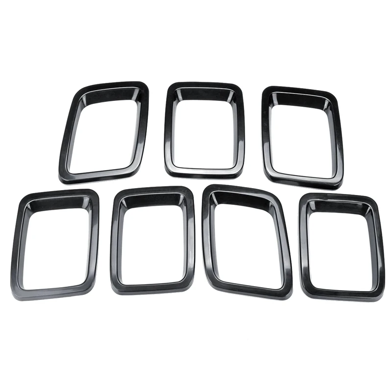

7Pcs Car Front Grille Inserts Bumper Protectors Grille Frame Cover Trim for Jeep Compass 2017 2018 2019