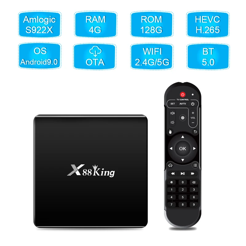 ТВ-приставка Amlogic S922X 4 + 128 ГБ шестиядерная Android 9 0 Wi-Fi Bluetooth | Электроника