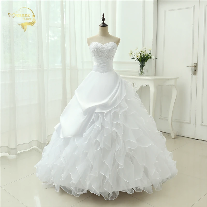 Классический стиль Vestidos De Noiva ТРАПЕЦИЕВИДНОЕ платье без бретелек Аппликация Свадебное платье Часовня Поезд YN0120