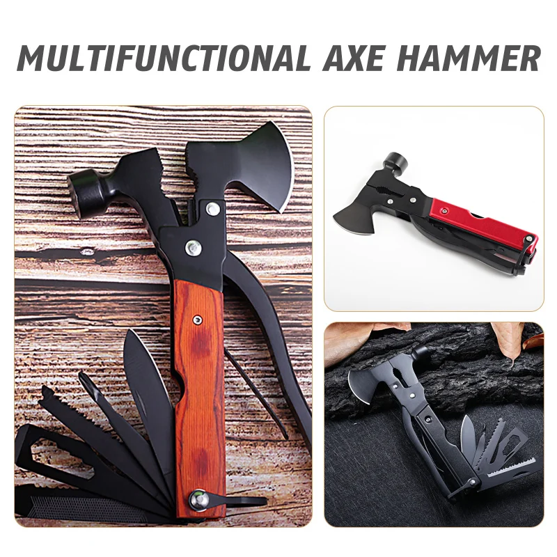 

Hot Multifunctional Axe Hammer Camping Survival Axe Portable Folding Outdoor Gear Machete Knife Pliers Tactical Tools Hatchet