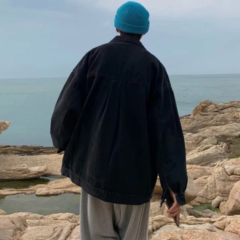 Мужские классические джинсовые куртки свободные винтажные Большие размеры