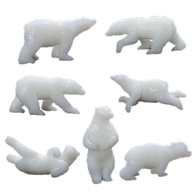 

N0HE 7 Shapes Silicone Mini Polar Bear Modeling Resin Mold Landspace Fillings Resin Jewelry Fillings Resin Casting Art Crafts