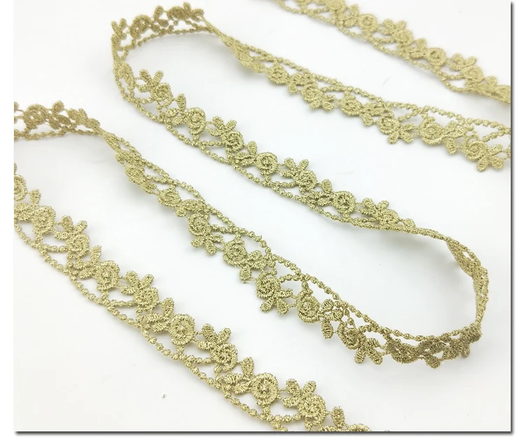 1 8 см Ширина 10 ярдов Цветочная Золотая кружевная отделка ткань для одежды Швейные