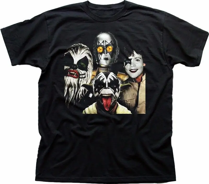 Черная футболка Kiss Rebels Jedi Yoda Chewie Luke R2D2 FN9330|Мужские футболки| |