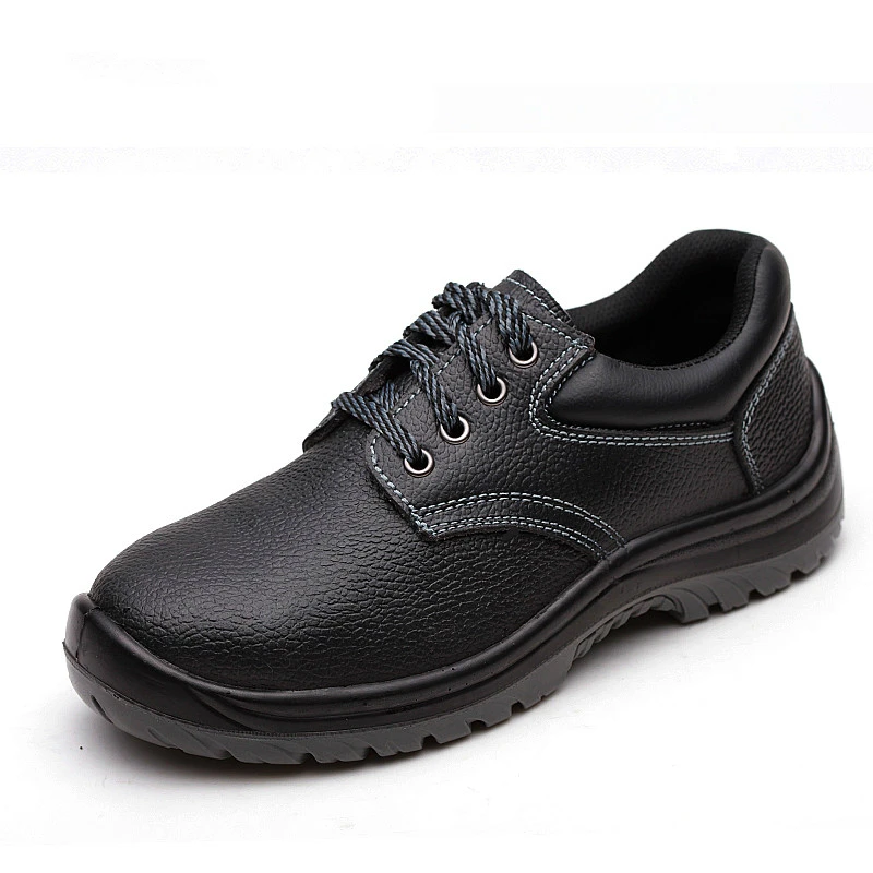 

men's fashion worker steel toe caps shoes cow leather security boots outdoors safety shoe black work sneakers zapatos seguridad