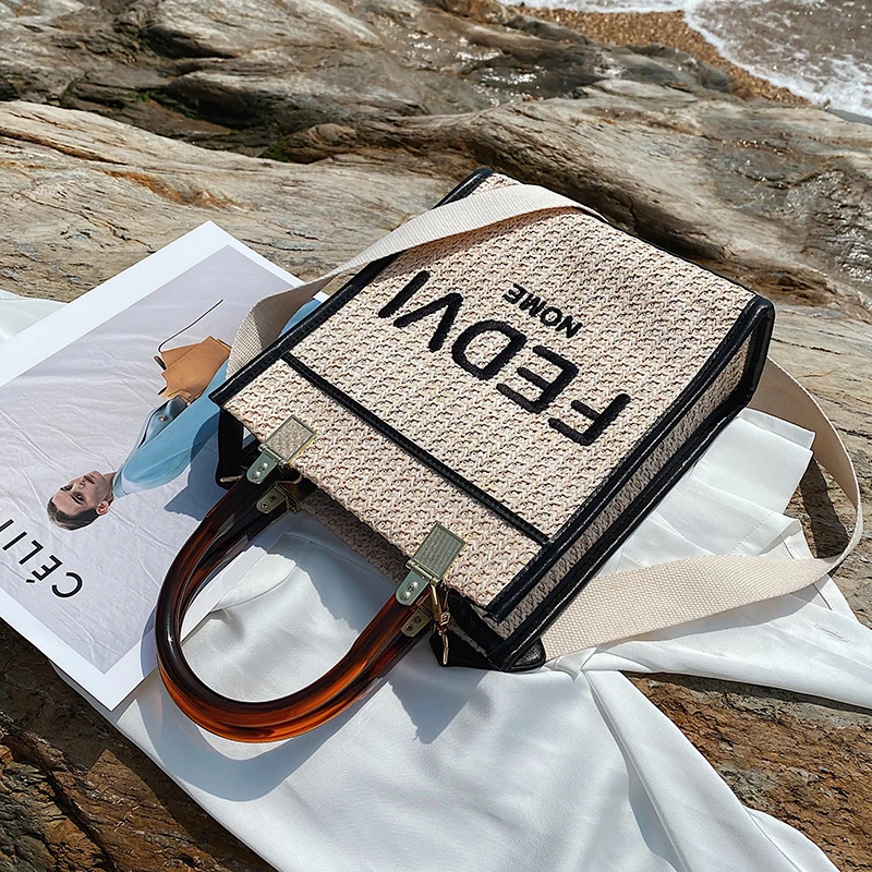 

с доставкой 2021 Summer New High-quality Straw Designer Women's Small Handbag Lady Travel Shoulder Beach Bag Small Phone Purses