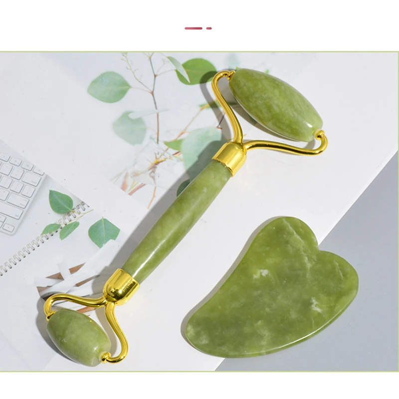 

Facial Massage Roller Guasha Board Double Heads Jade Stone Facial Face Lift Body Skin Relaxation Slimming Beauty Neck Thin Lift