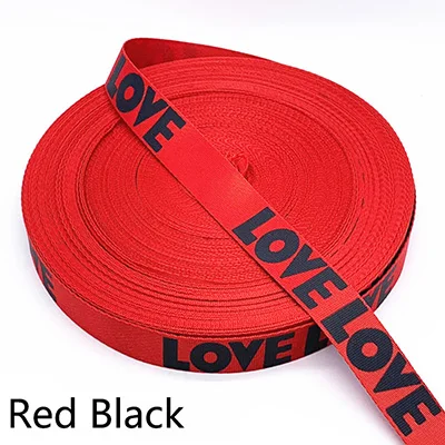 Red Black Meetee, 8 метров, 25 мм, нейлоновая тесьма, цветная печать, кружевное полотно для сумки, ремень, пояс, сделай сам, декор одежды, лента, аксессуары для шитья - Цвет: Red Black