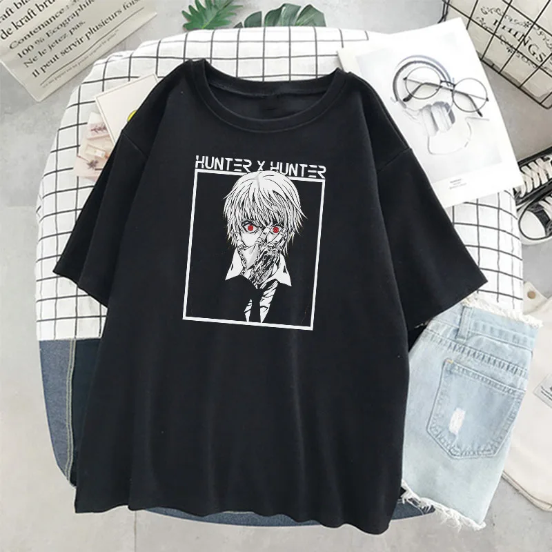 Gothic Kurapika Loose Short sleeve tops Hunter X printing Anime Unisex Tee Women T-Shirt Vintage Punk Ulzzang Streetwear | Женская