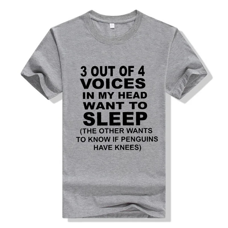 

BTFCL 3 OUT 4 VOICE IN MY HEAD WANT TO SLEEP Print Black T-Shirt Women Men New Summer Cotton Korea Hip Hop Shirt Harajuku Tshirt