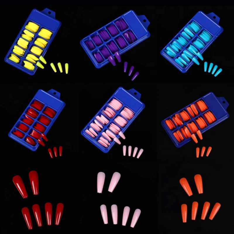 Новый 100 шт./кор. поддельные накладные ногти длинные балерины ясно гроб