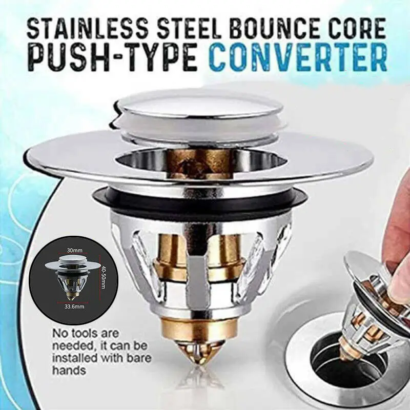 

Stainless Steel + Brass Universal Basin Up Drain Filter Wash Basin Sink Plug